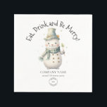 Cute Snowman Company Logo Christmas Party Napkins<br><div class="desc">Cute Snowman Company Logo Christmas Party. For your corporate holiday staff party and festive customer events. With a sweet snowman figure illustration. You can also change the font style and colors if you wish via the Click to Customize Further option. Easily upload your logo and you can even remove the...</div>