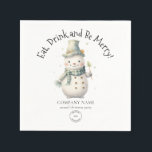 Cute Snowman Company Logo Christmas Party Napkins<br><div class="desc">Cute Snowman Company Logo Christmas Party. For your corporate holiday staff party and festive customer events. With a sweet snowman figure illustration. You can also change the font style and colors if you wish via the Click to Customize Further option. Easily upload your logo and you can even remove the...</div>