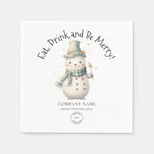 Cute Snowman Company Logo Christmas Party Napkins