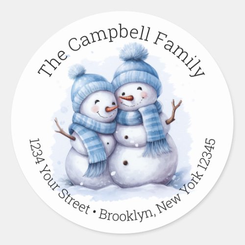 Cute Snowman Couple Return Address Labels