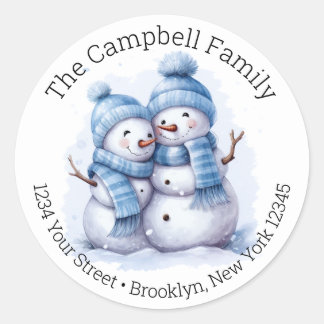 Cute Snowman Couple Return Address Labels