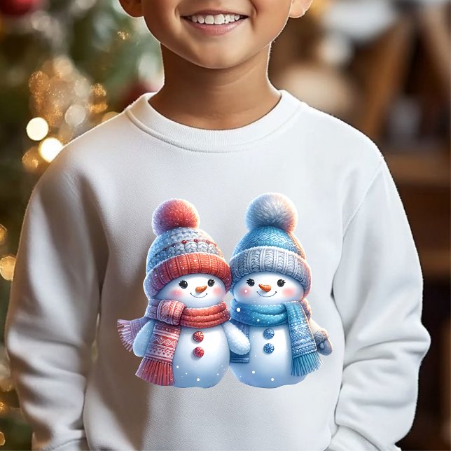 Cute Snowman Couple Winter Illustration T-Shirt Tri-Blend Shirts (Creator Uploaded)