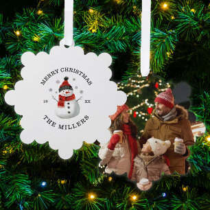 Cute Snowman Custom Christmas Photo Keepsake Card