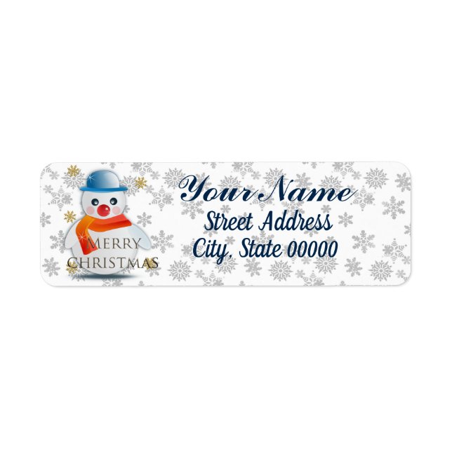 Cute Snowman Custom Label (Front)