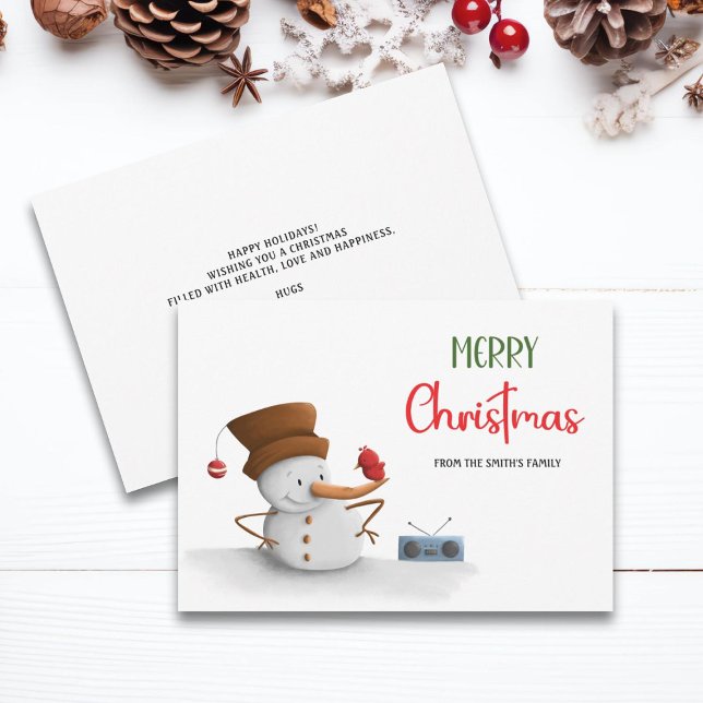 Cute Snowman Dance Radio Christmas Holiday Card (Creator Uploaded)