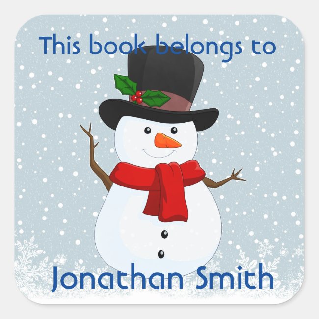 Cute Snowman Design Bookplate Sticker