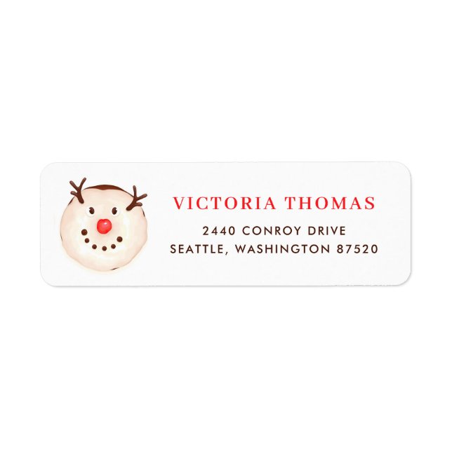 Cute Snowman Donut Festive Christmas Label (Front)