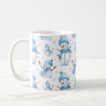 Cute Snowman Dressed In Blue Christmas Coffee Mug<br><div class="desc">Tiled graphics depicting a cute Snowman dressed in light blue Christmas coffee mug. An ideal gift for your family and friends. Thank you for stopping by. Please visit our store for more items!</div>