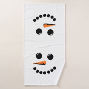 Cute Snowman Face Bath Towel
