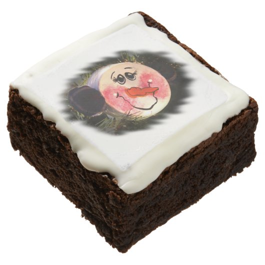 Cute Snowman Face Brownie (Angled)