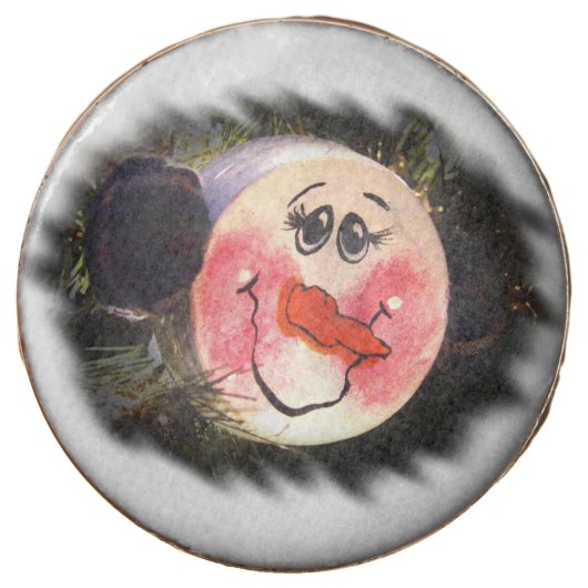 Cute Snowman Face Chocolate Dipped Oreo (Front)