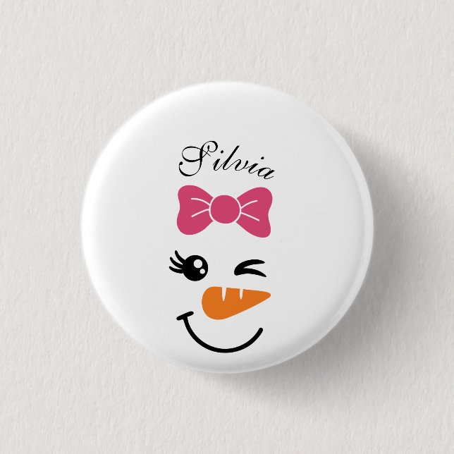 Cute Snowman Face Christmas  Button (Front)