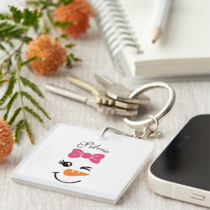 Cute Snowman Face Christmas Keychain