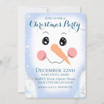 Cute Snowman Face Christmas Party Invitation