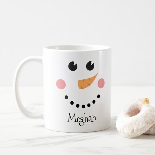 Cute Snowman Face _ custom name Coffee Mug