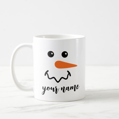 Cute Snowman Face Customized Name Coffee Mug