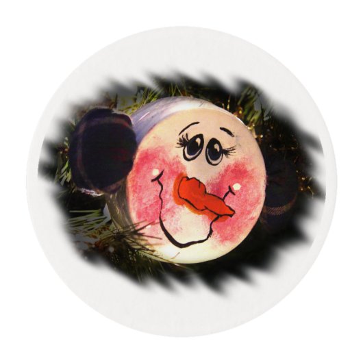 Cute Snowman Face Edible Frosting Rounds (Front)