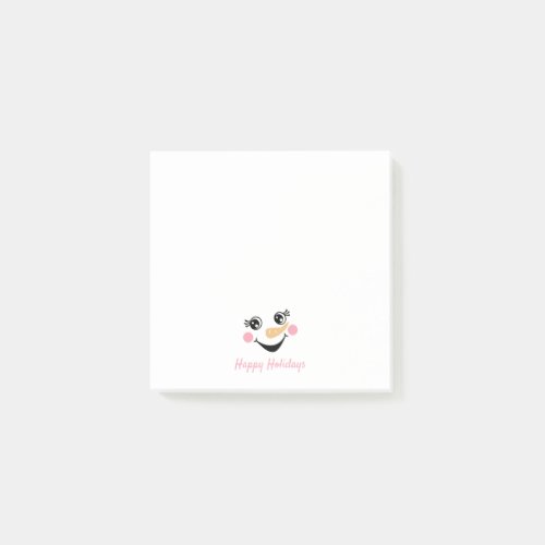 Cute Snowman Face Girl Happy Holidays Post_it Notes