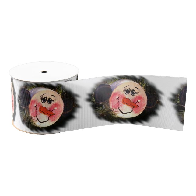 Cute Snowman Face Grosgrain Ribbon (Spool)