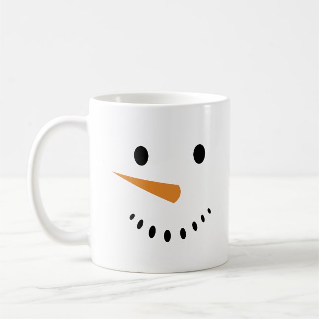 Cute Snowman Face Holiday Christmas Mug (Left)