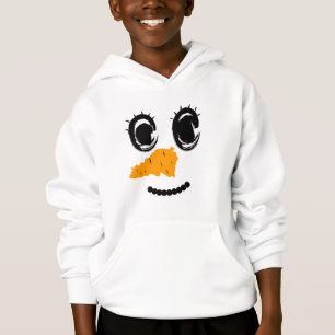 Cute Snowman Face – Minimal Christmas Brushstroke Hoodie