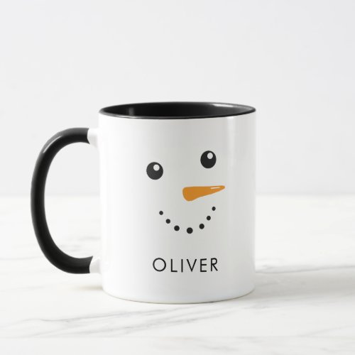 Cute Snowman Face Mug with Black Handle