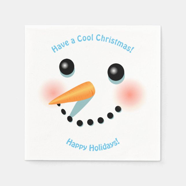 Cute Snowman Face Paper Napkins (Front)