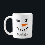 Cute Snowman Face Personalized Name Coffee Mug<br><div class="desc">Get this cute snowman face mug that lets you personalize it with a first name. Makes for a great gift for your loved ones.</div>