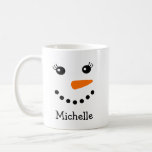 Cute Snowman Face Personalized Name Coffee Mug<br><div class="desc">Get this cute snowman face mug that lets you personalize it with a first name. Makes for a great gift for your loved ones.</div>