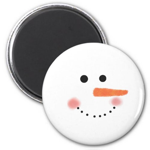Cute Snowman Face Round Magnet