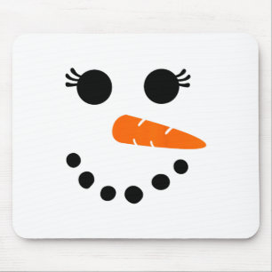 Cute Snowman Face Shirt For Womens Girls Eyelashes Mouse Pad