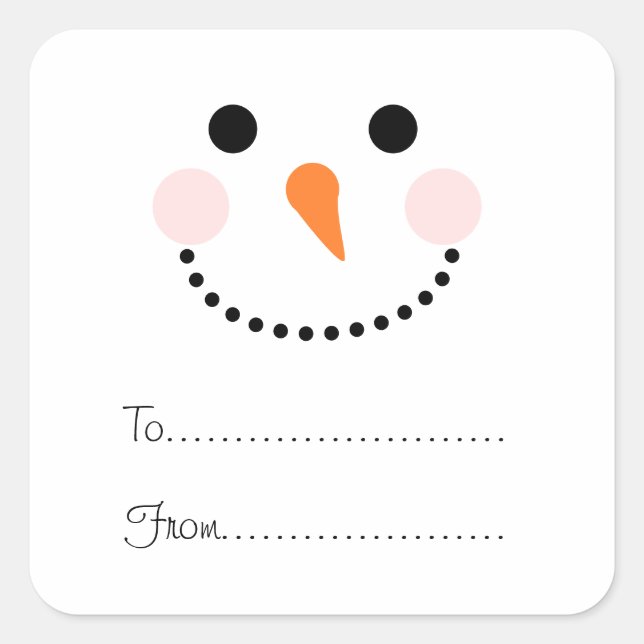Cute Snowman Face To From Christmas Name Tag (Front)