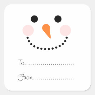 Cute Snowman Face To From Christmas Name Tag