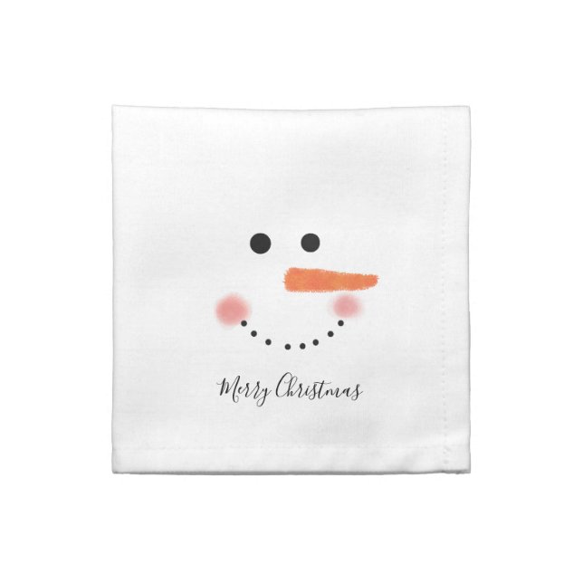 Cute Snowman Face White Christmas Holiday Cloth Napkin (Quarter Fold)