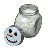 Cute Snowman Face Winter Holiday Snowmen Jelly Belly Candy Jar (Opened)