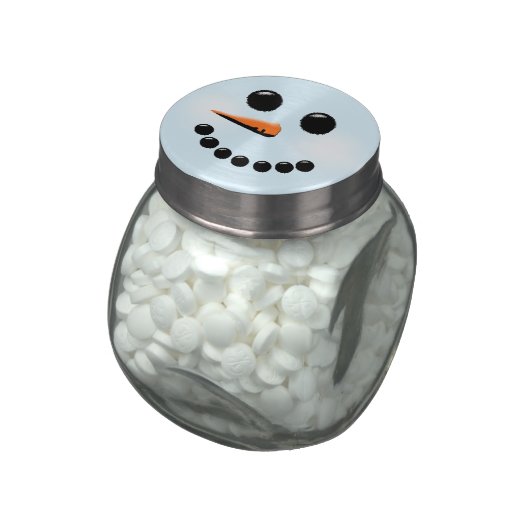 Cute Snowman Face Winter Holiday Snowmen Jelly Belly Candy Jar (Side)
