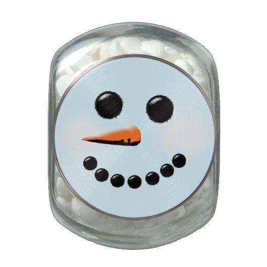 Cute Snowman Face Winter Holiday Snowmen Jelly Belly Candy Jar (Top)