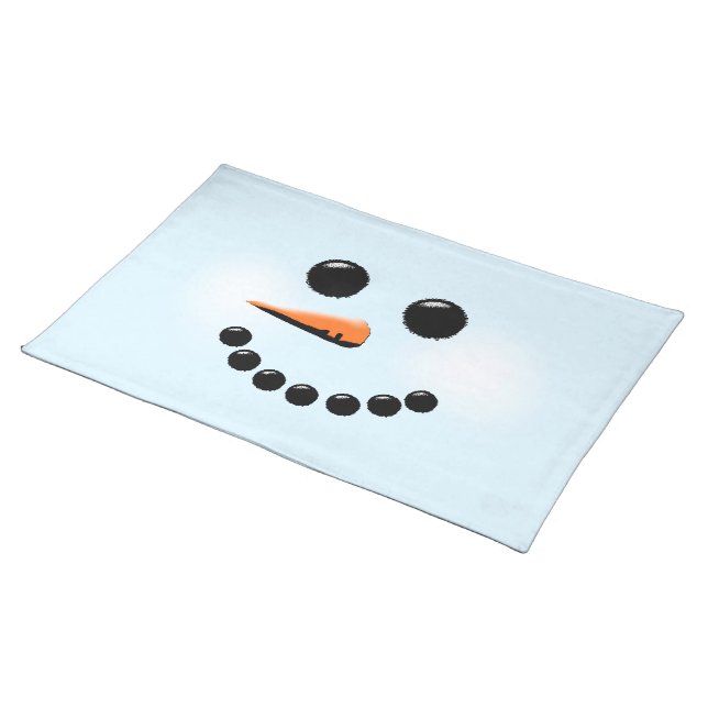 Cute Snowman Face Winter Holiday Snowmen Placemat (On Table)