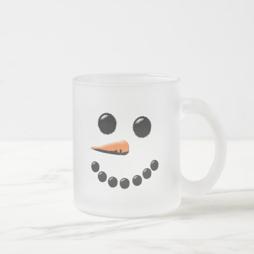 Cute Snowman Face Winter Holiday Snowmen Xmas Frosted Glass Coffee Mug