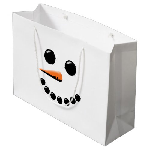 Cute Snowman Face Winter Holiday Snowmen Xmas Large Gift Bag