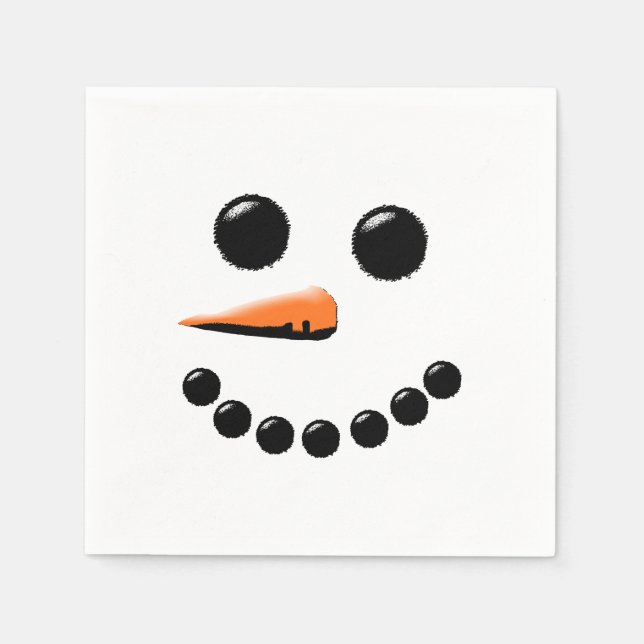 Cute Snowman Face Winter Holiday Snowmen Xmas Napkins (Front)
