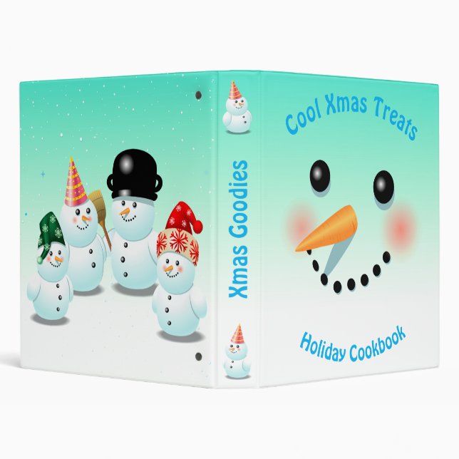 Cute Snowman Face With Carrot Nose 3 Ring Binder (Background)