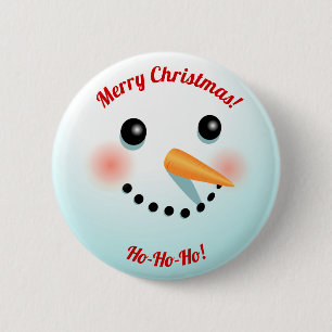 Cute Snowman Face With Carrot Nose Button
