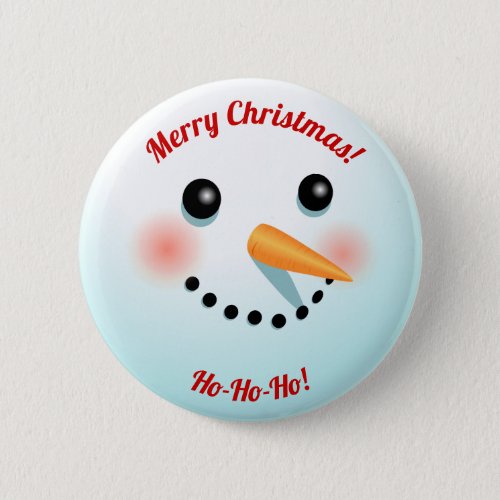Cute Snowman Face With Carrot Nose Button