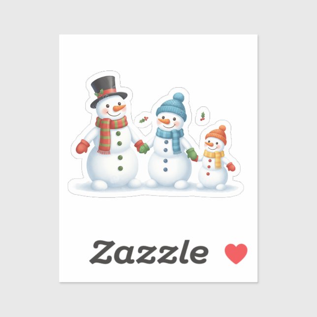 Cute Snowman Family Holding Hands Winter Holiday  Sticker (Sheet)