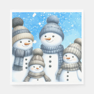 Cute snowman family in the snow napkins