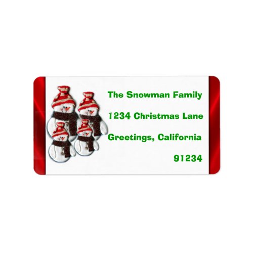Cute Snowman Family Of Four Return Address Labels