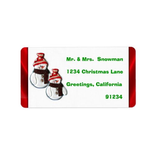 Cute Snowman Family Of Two Return Address Labels