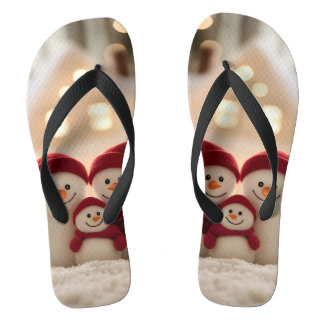 Cute Snowman Family Winter Christmas Flip Flops