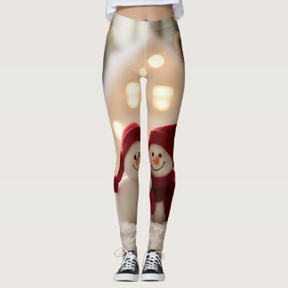 Cute Snowman Family Winter Christmas Leggings